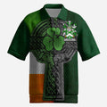 Flood Irish Coat of Arms Men's Knit Polo Shirt with Shamrock Celtic Cross