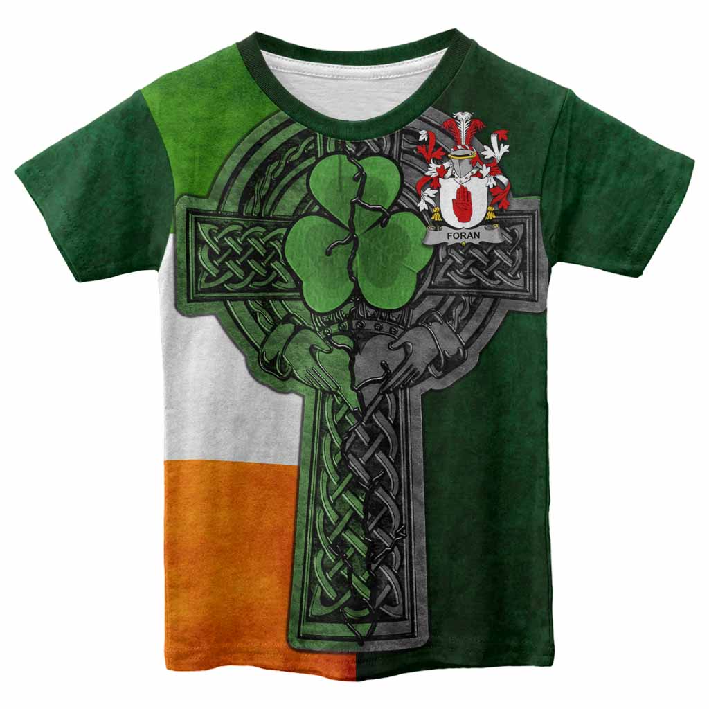 Foran Irish Coat of Arms Kids' T-shirt with Shamrock Celtic Cross