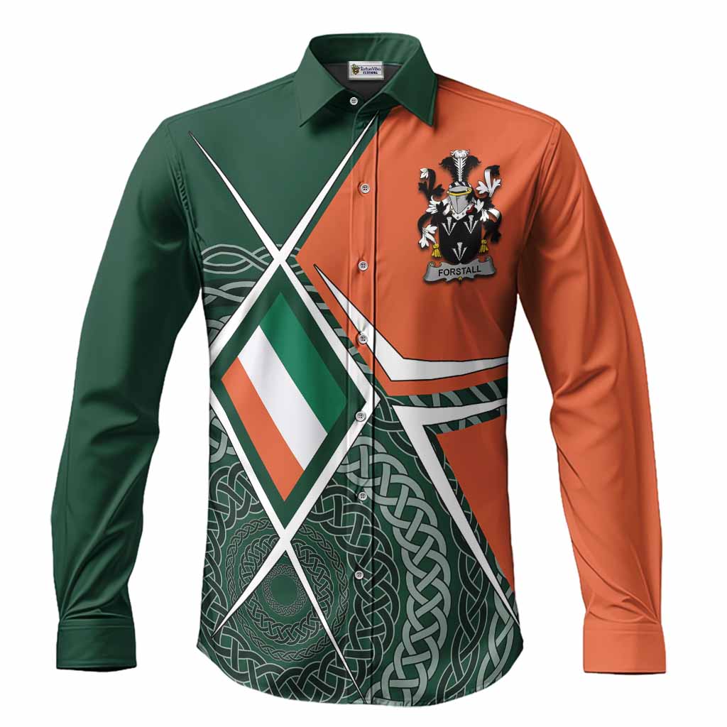 Forstall Irish Coat of Arms Men’s Casual Long Sleeve Button-Up Shirt Celtic Geometry