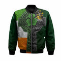 Francis Irish Coat of Arms Bomber Jacket with Shamrock Celtic Cross