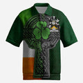 Fyan Irish Coat of Arms Men's Knit Polo Shirt with Shamrock Celtic Cross