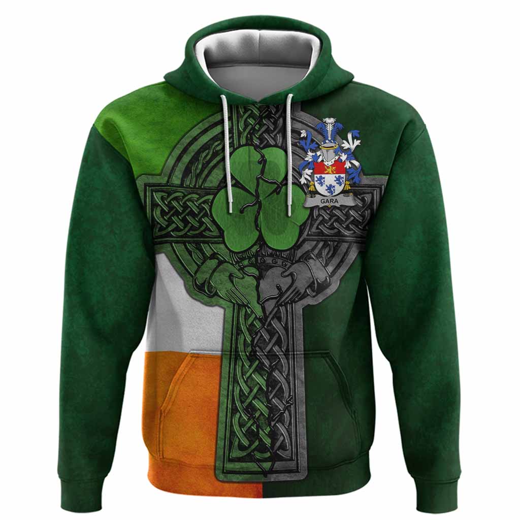 Gara Irish Coat of Arms Hoodie with Shamrock Celtic Cross