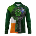 Gilfoyle Irish Coat of Arms Long Sleeve Polo Shirt with Shamrock Celtic Cross