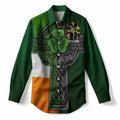 Gillman Irish Coat of Arms Women’s Casual Shirt with Shamrock Celtic Cross
