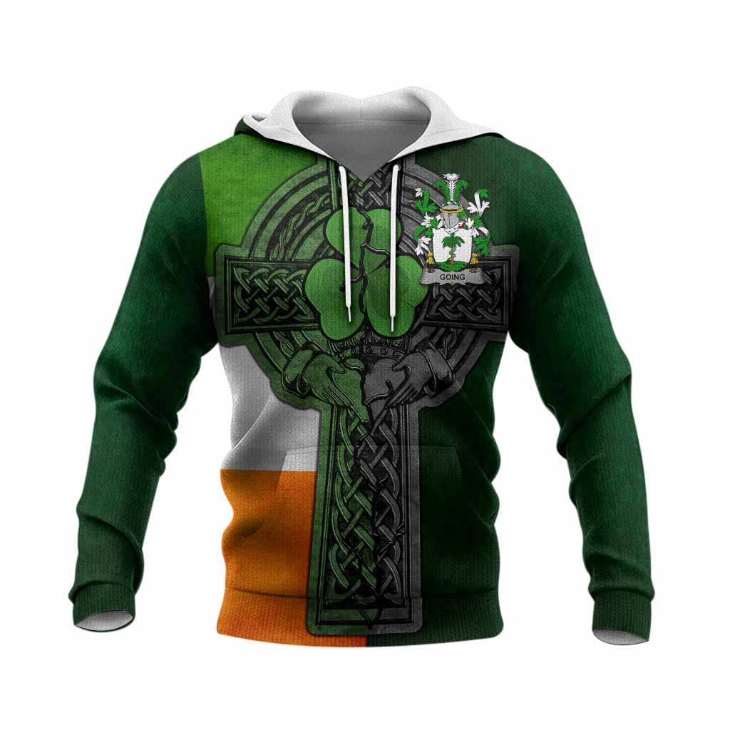 Going Irish Coat of Arms Knit Hoodie with Shamrock Celtic Cross