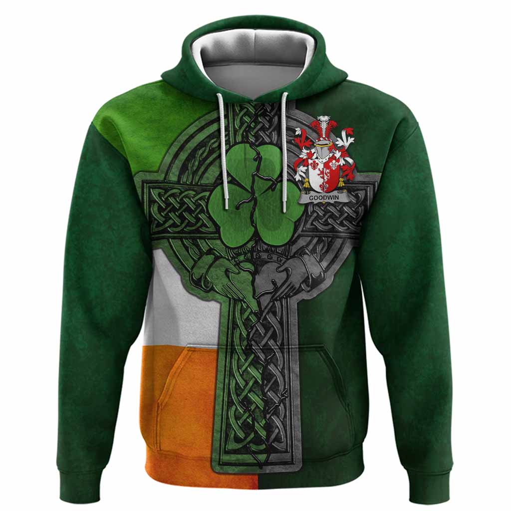 Goodwin Irish Coat of Arms Hoodie with Shamrock Celtic Cross