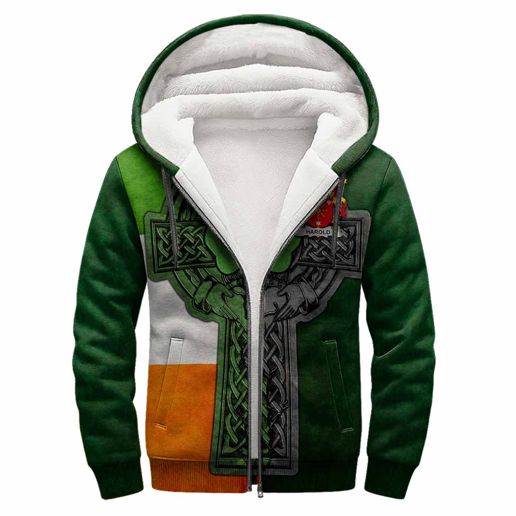Harold Irish Coat of Arms Sherpa Hoodie with Shamrock Celtic Cross