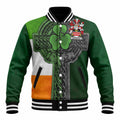 Harrison Irish Coat of Arms Baseball Jacket with Shamrock Celtic Cross