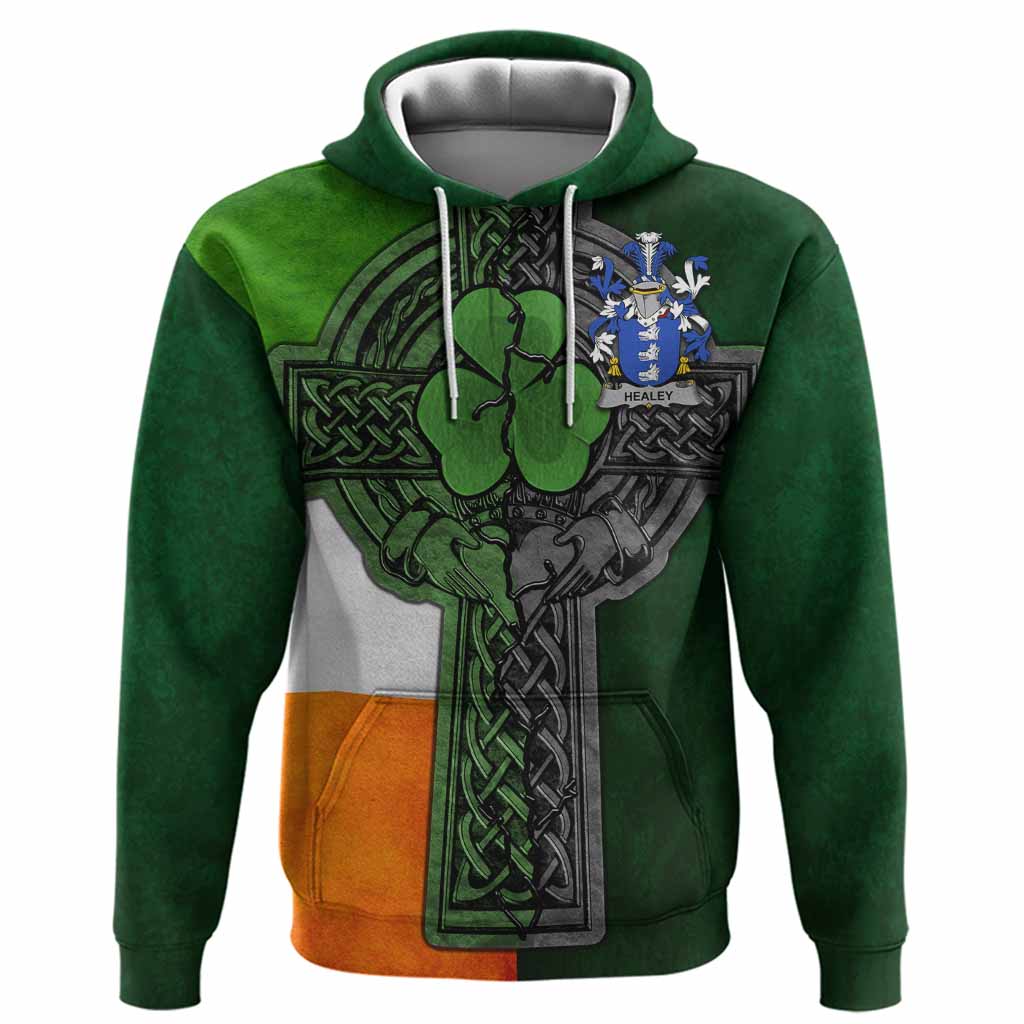 Healey Irish Coat of Arms Hoodie with Shamrock Celtic Cross