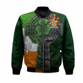 Hemphill Irish Coat of Arms Bomber Jacket with Shamrock Celtic Cross