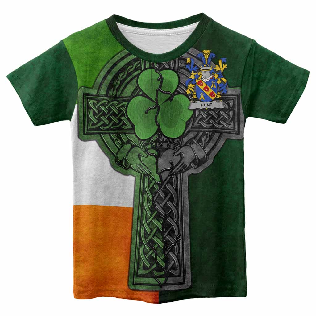 Hunt Irish Coat of Arms Kids' T-shirt with Shamrock Celtic Cross
