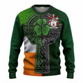 Leary Irish Coat of Arms Sweater with Shamrock Celtic Cross