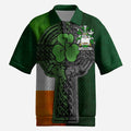 Lennon Irish Coat of Arms Men's Knit Polo Shirt with Shamrock Celtic Cross