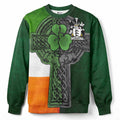 Lovett Irish Coat of Arms Sweatshirt with Shamrock Celtic Cross