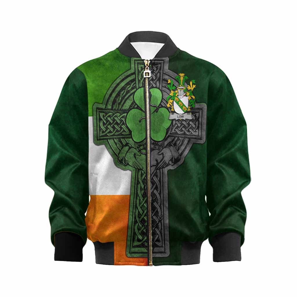 Low Irish Coat of Arms Kids' Bomber Jacket with Shamrock Celtic Cross