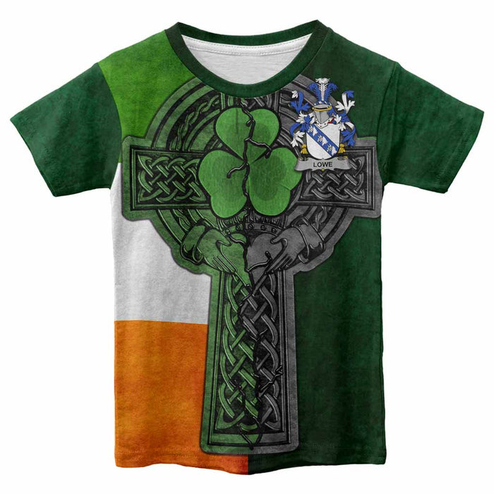 Lowe Irish Coat of Arms Kids' T-shirt with Shamrock Celtic Cross