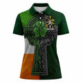 Lyndon Irish Coat of Arms Women's Polo Shirt with Shamrock Celtic Cross