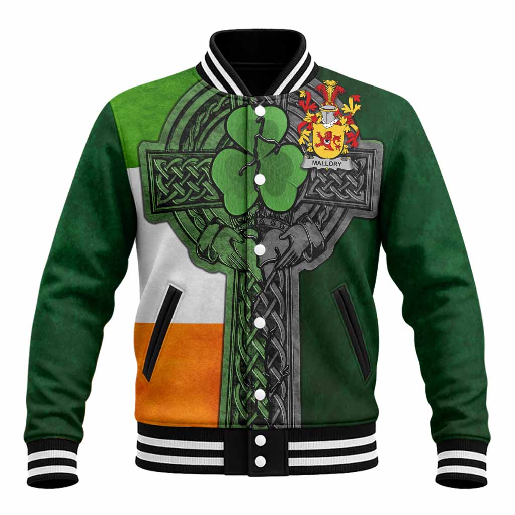 Mallory Irish Coat of Arms Baseball Jacket with Shamrock Celtic Cross