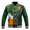 McCusker Irish Coat of Arms Baseball Jacket with Shamrock Celtic Cross