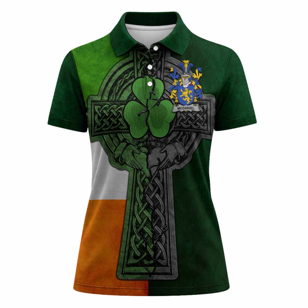 McDaniel Irish Coat of Arms Women's Polo Shirt with Shamrock Celtic Cross