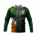 McMore Irish Coat of Arms Knit Hoodie with Shamrock Celtic Cross