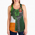 Minnitt Irish Coat of Arms Women's Racerback Tank Top with Shamrock Celtic Cross