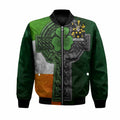 Moran Irish Coat of Arms Bomber Jacket with Shamrock Celtic Cross