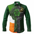 Moran Irish Coat of Arms Men’s Casual Long Sleeve Button-Up Shirt with Shamrock Celtic Cross