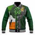 Mortimer Irish Coat of Arms Baseball Jacket with Shamrock Celtic Cross