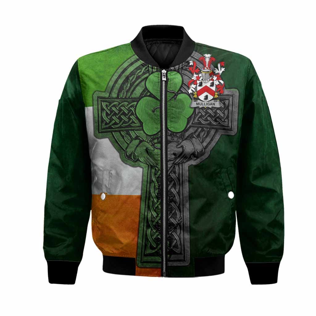 Mulligan Irish Coat of Arms Bomber Jacket with Shamrock Celtic Cross