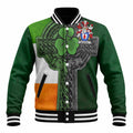 Mulrony Irish Coat of Arms Baseball Jacket with Shamrock Celtic Cross