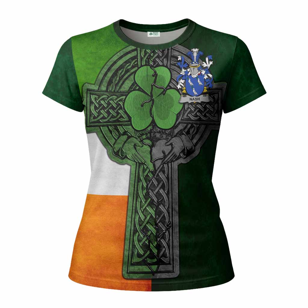 Nash Irish Coat of Arms Women's T-shirt with Shamrock Celtic Cross