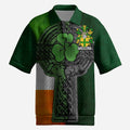 Noone Irish Coat of Arms Men's Knit Polo Shirt with Shamrock Celtic Cross