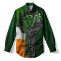 O'Connor Irish Coat of Arms Women’s Casual Shirt with Shamrock Celtic Cross