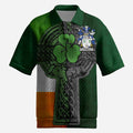 O'Dea Irish Coat of Arms Men's Knit Polo Shirt with Shamrock Celtic Cross