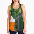 Odell Irish Coat of Arms Women's Racerback Tank Top with Shamrock Celtic Cross