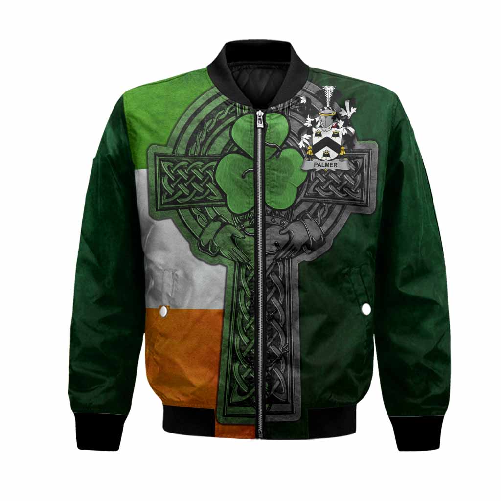 Palmer Irish Coat of Arms Bomber Jacket with Shamrock Celtic Cross