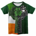 Power Irish Coat of Arms Kids' T-shirt with Shamrock Celtic Cross