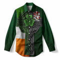 Prior Irish Coat of Arms Women’s Casual Shirt with Shamrock Celtic Cross