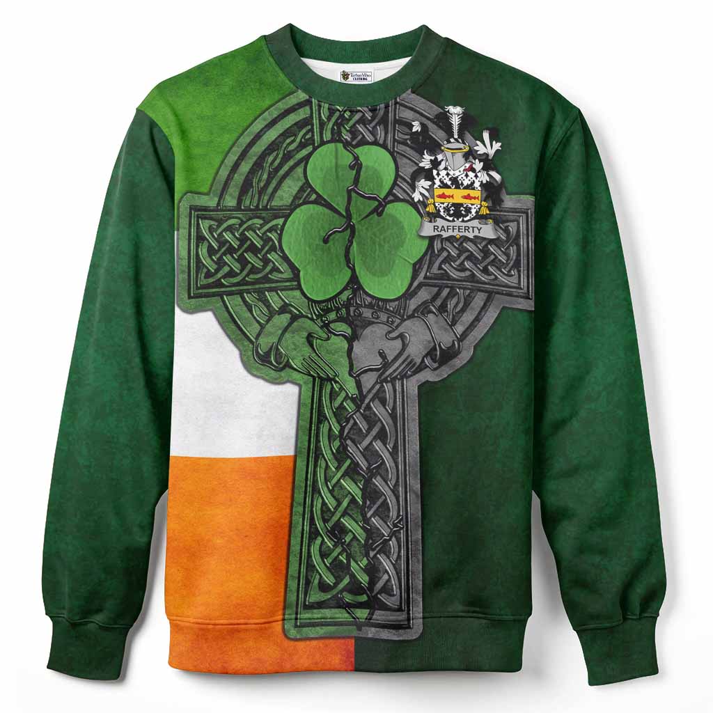 Rafferty Irish Coat of Arms Sweatshirt with Shamrock Celtic Cross