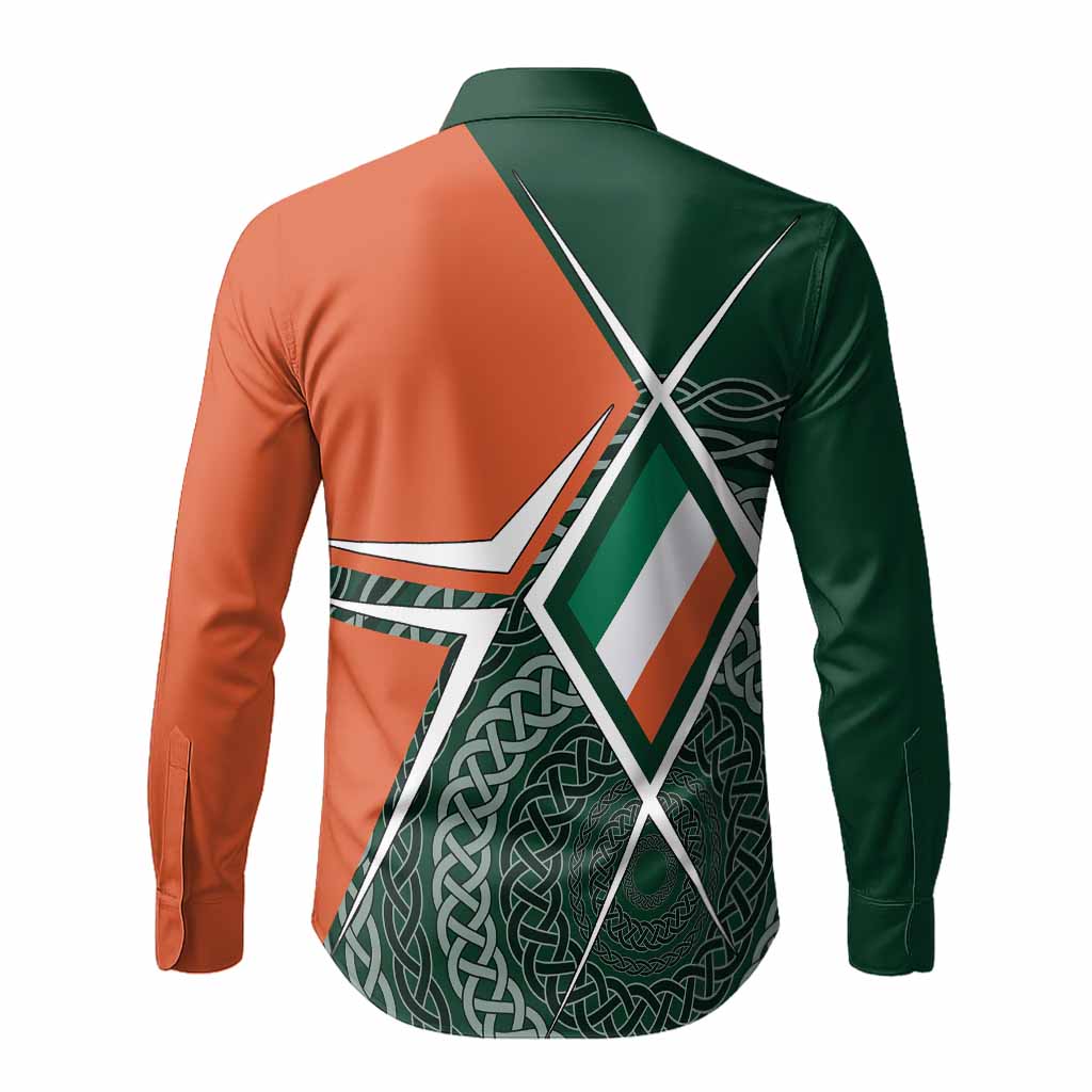 Ralphson Irish Coat of Arms Men’s Casual Long Sleeve Button-Up Shirt Celtic Geometry