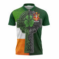 Ramsden Irish Coat of Arms Zipper Polo Shirt with Shamrock Celtic Cross