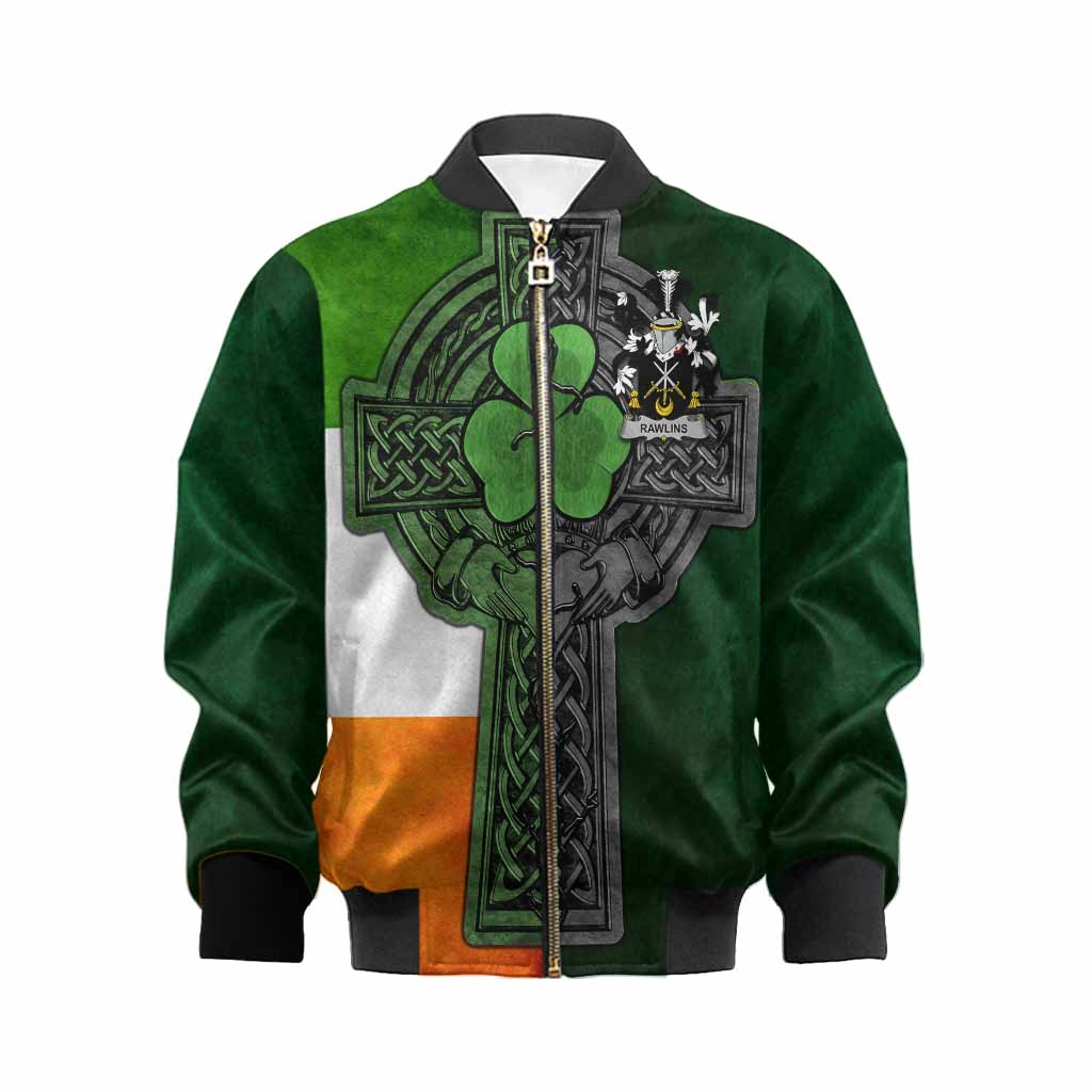 Rawlins Irish Coat of Arms Kids' Bomber Jacket with Shamrock Celtic Cross