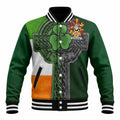 Raynolds Irish Coat of Arms Baseball Jacket with Shamrock Celtic Cross