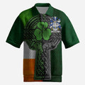 Reader Irish Coat of Arms Men's Knit Polo Shirt with Shamrock Celtic Cross