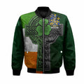 Reeves Irish Coat of Arms Bomber Jacket with Shamrock Celtic Cross