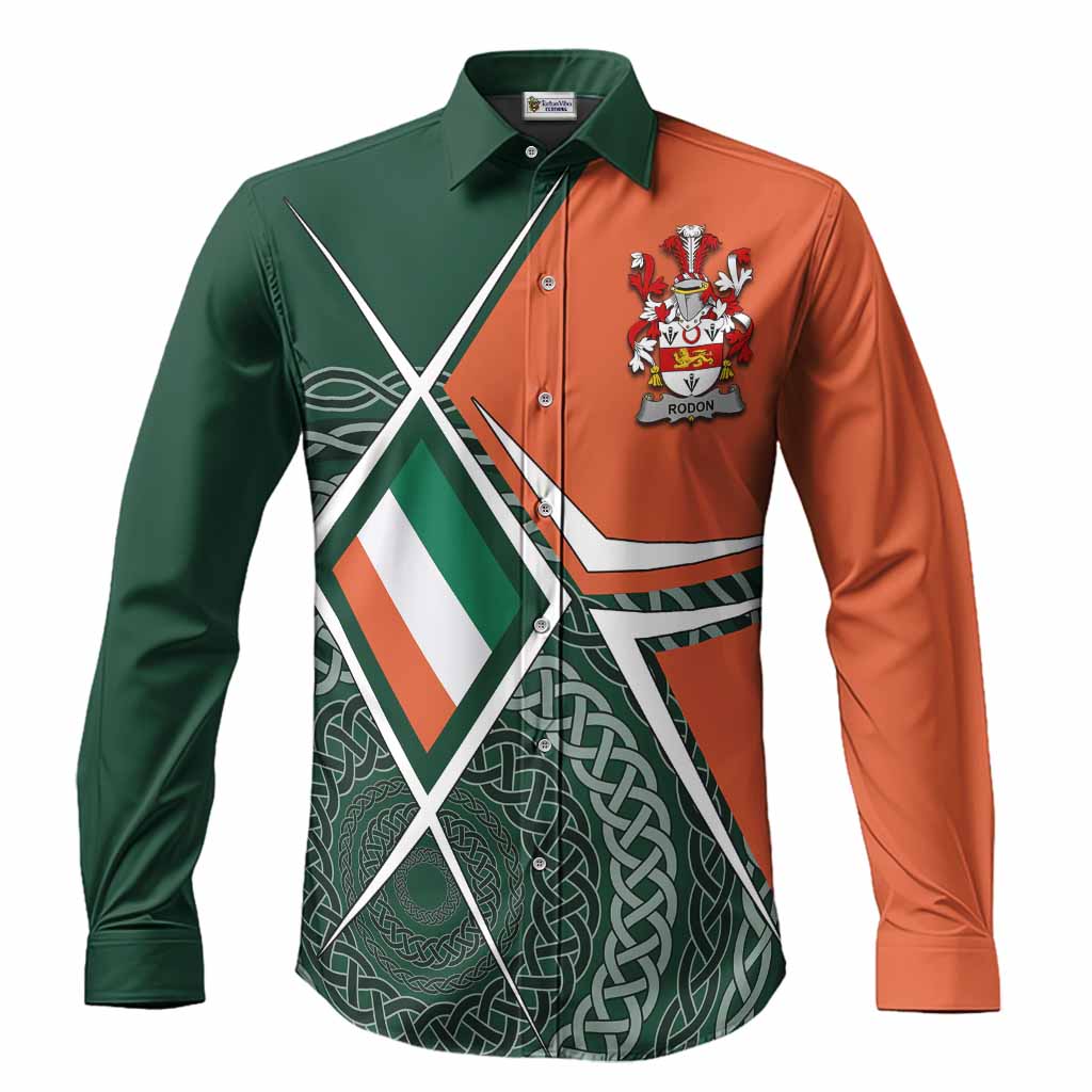 Rodon Irish Coat of Arms Men’s Casual Long Sleeve Button-Up Shirt Celtic Geometry