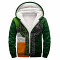 Roe Irish Coat of Arms Sherpa Hoodie with Shamrock Celtic Cross