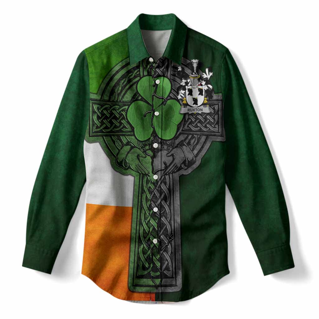 Ruxton Irish Coat of Arms Women’s Casual Shirt with Shamrock Celtic Cross