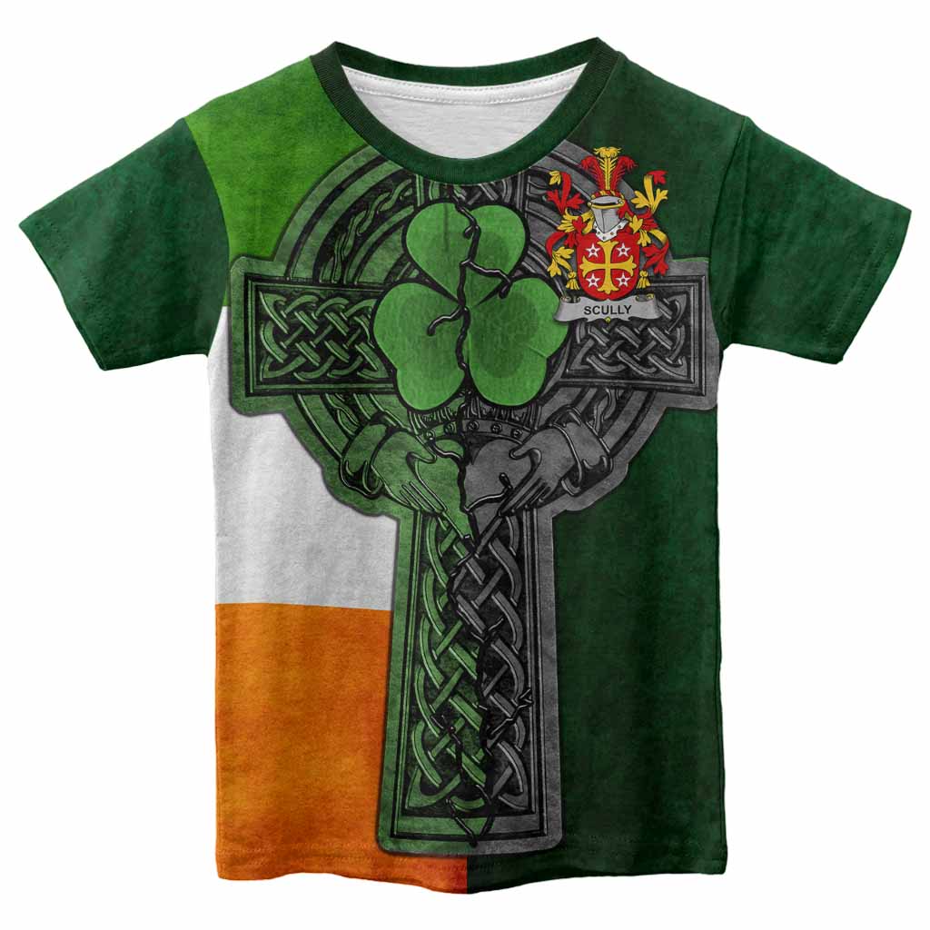 Scully Irish Coat of Arms Kids' T-shirt with Shamrock Celtic Cross